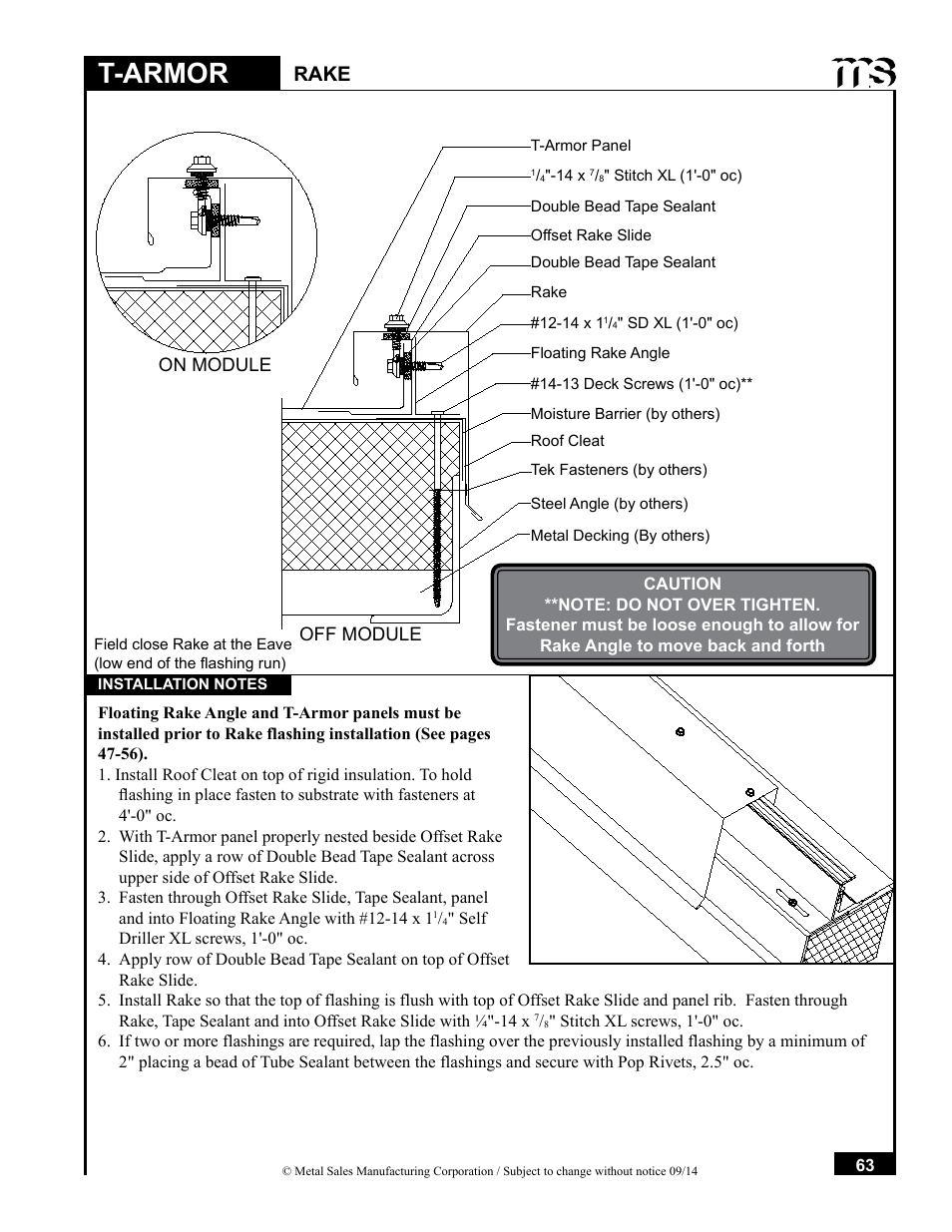 T-armor, Rake | Metal Sales T-Armor Series User Manual | Page 63 / 80