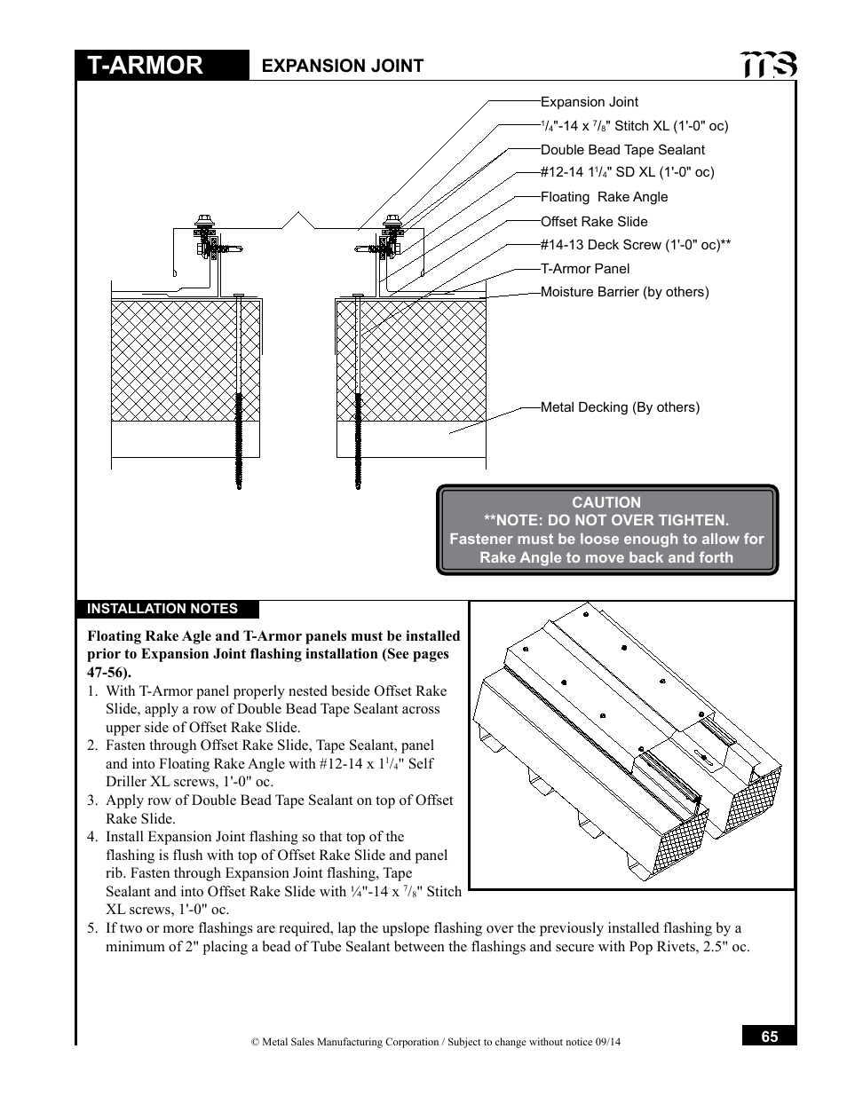 T-armor, Expansion joint | Metal Sales T-Armor Series User Manual | Page 65 / 80