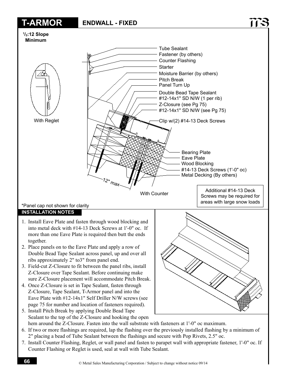 T-armor, Endwall - fixed | Metal Sales T-Armor Series User Manual | Page 66 / 80