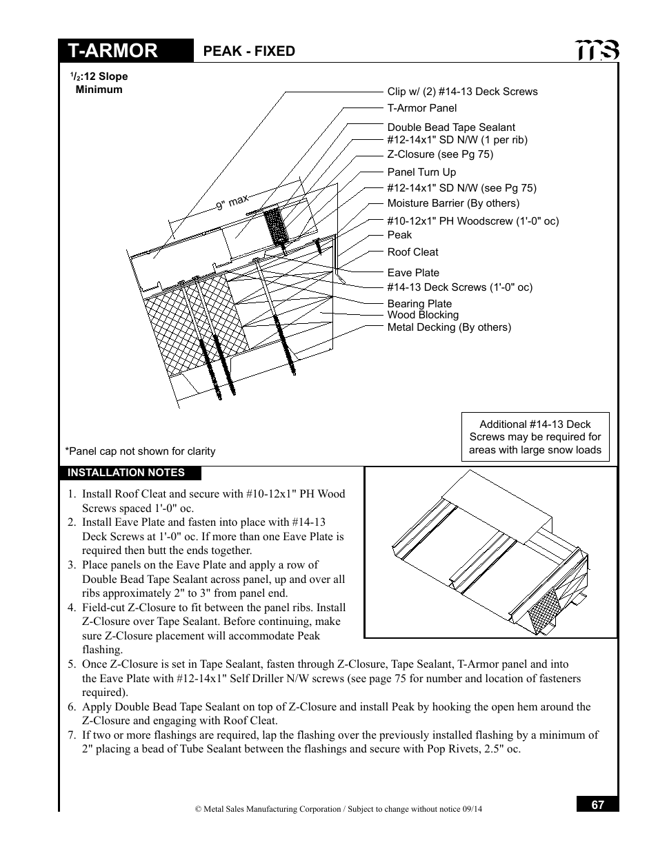 T-armor, Peak - fixed | Metal Sales T-Armor Series User Manual | Page 67 / 80