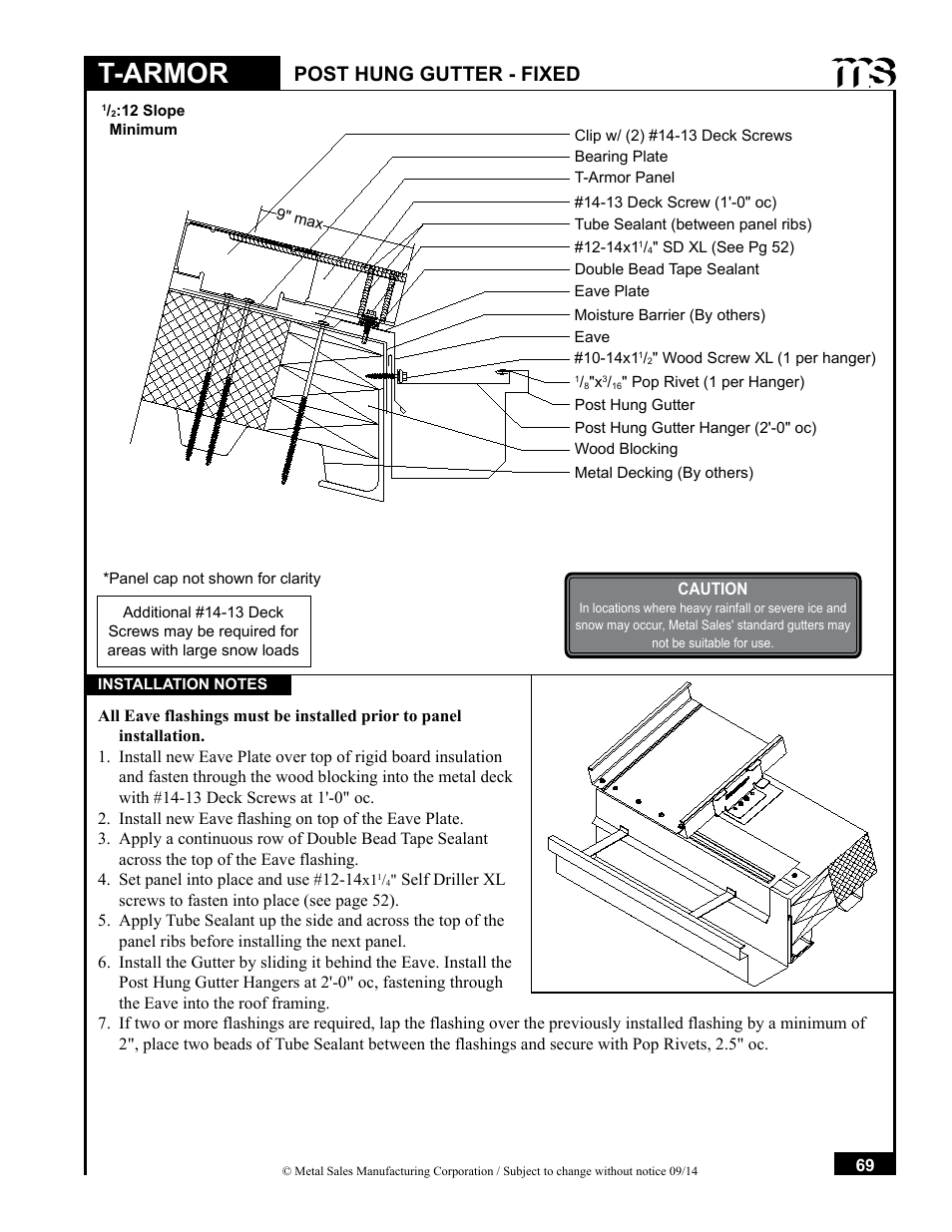 T-armor, Post hung gutter - fixed | Metal Sales T-Armor Series User Manual | Page 69 / 80