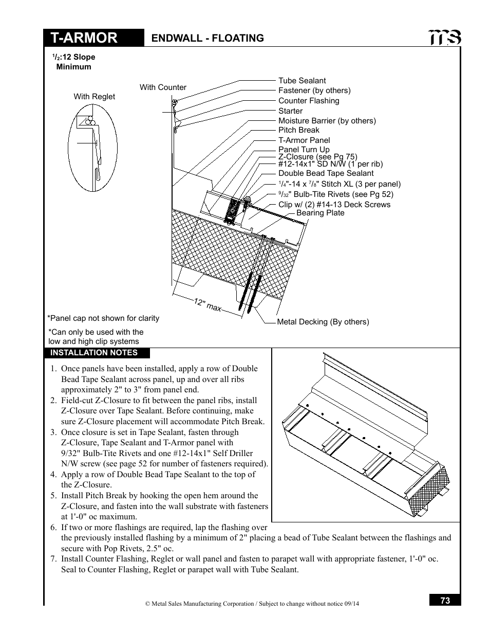 T-armor, Endwall - floating | Metal Sales T-Armor Series User Manual | Page 73 / 80