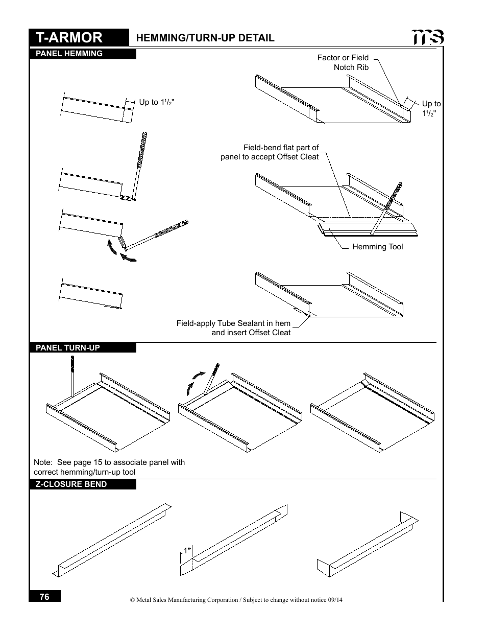 T-armor, Hemming/turn-up detail | Metal Sales T-Armor Series User Manual | Page 76 / 80