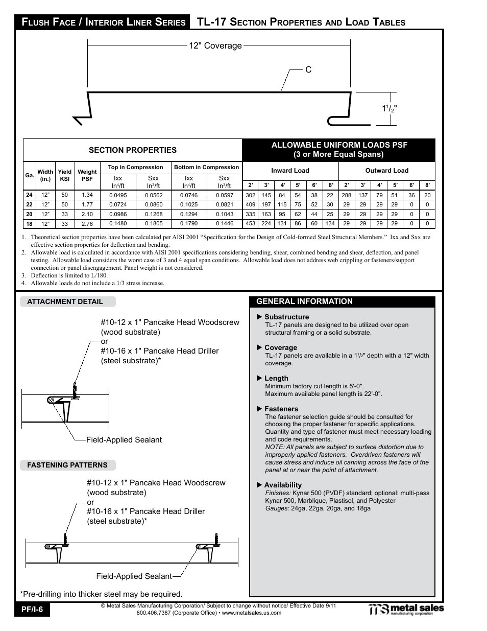 Tl-17 s, C 12" coverage | Metal Sales TL-21 User Manual | Page 6 / 16