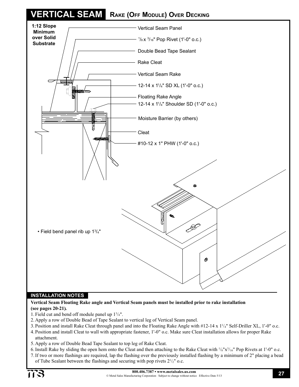 Vertical seam | Metal Sales Vertical Seam Installation User Manual | Page 27 / 52