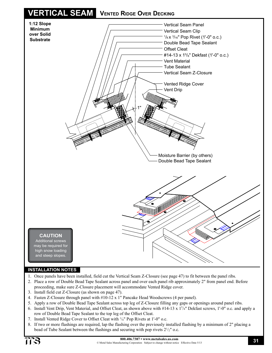 Vertical seam | Metal Sales Vertical Seam Installation User Manual | Page 31 / 52