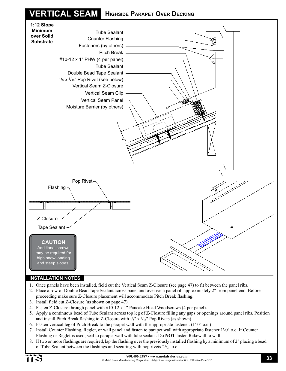 Vertical seam | Metal Sales Vertical Seam Installation User Manual | Page 33 / 52