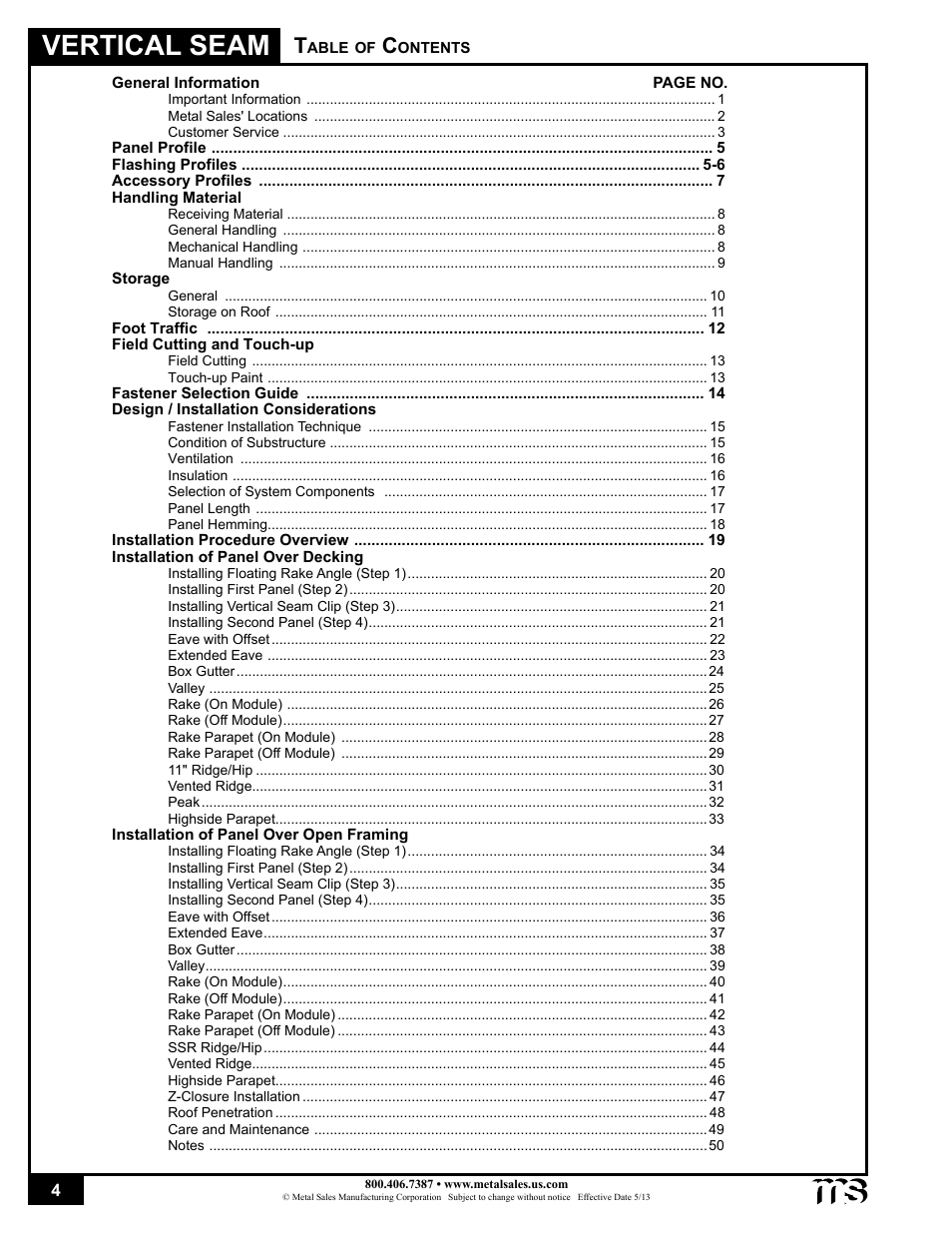 Vertical seam | Metal Sales Vertical Seam Installation User Manual | Page 4 / 52