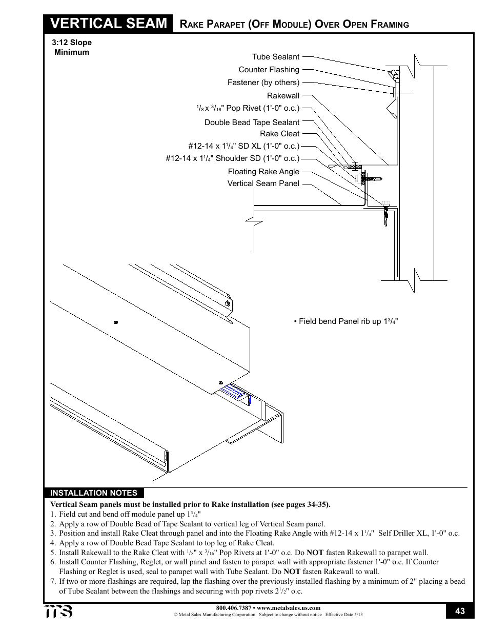 Vertical seam | Metal Sales Vertical Seam Installation User Manual | Page 43 / 52