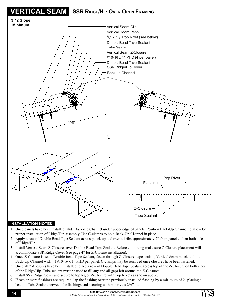 Vertical seam, Ssr r | Metal Sales Vertical Seam Installation User Manual | Page 44 / 52