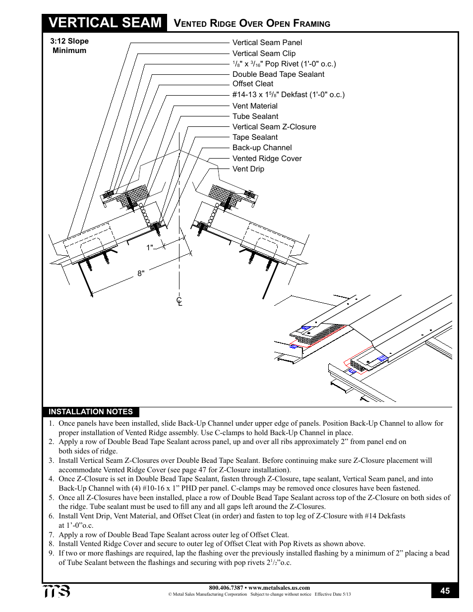 Vertical seam | Metal Sales Vertical Seam Installation User Manual | Page 45 / 52