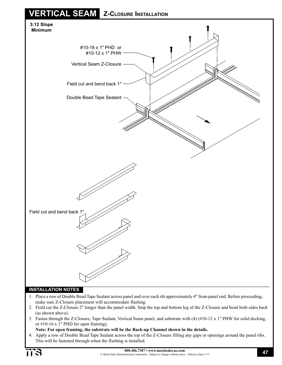 Vertical seam | Metal Sales Vertical Seam Installation User Manual | Page 47 / 52