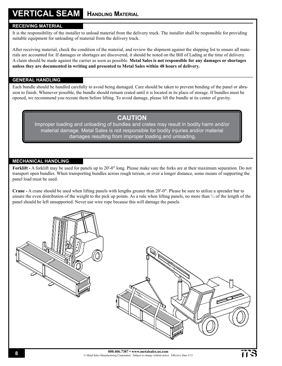 Vertical seam, Caution | Metal Sales Vertical Seam Installation User Manual | Page 8 / 52