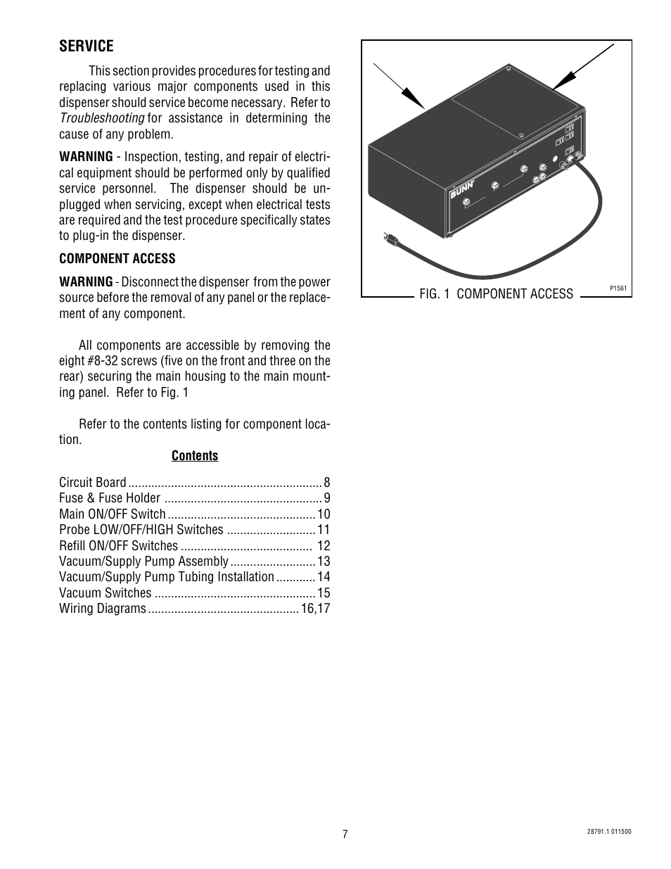 Service, Troubleshooting | Bunn AF PR-3 User Manual | Page 7 / 18