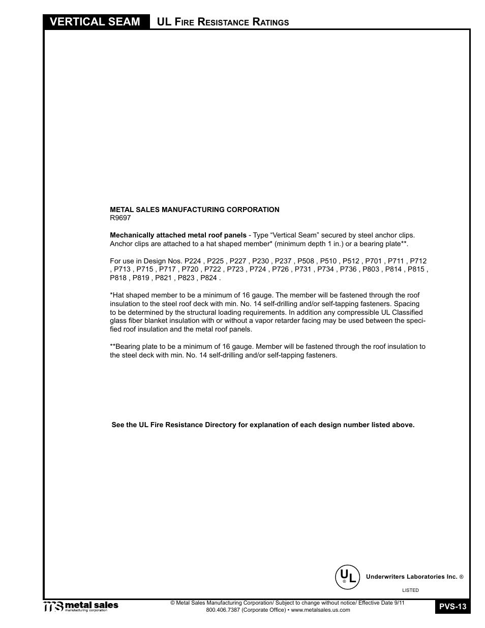Ul f, Vertical seam | Metal Sales Vertical Seam Manual User Manual | Page 13 / 26