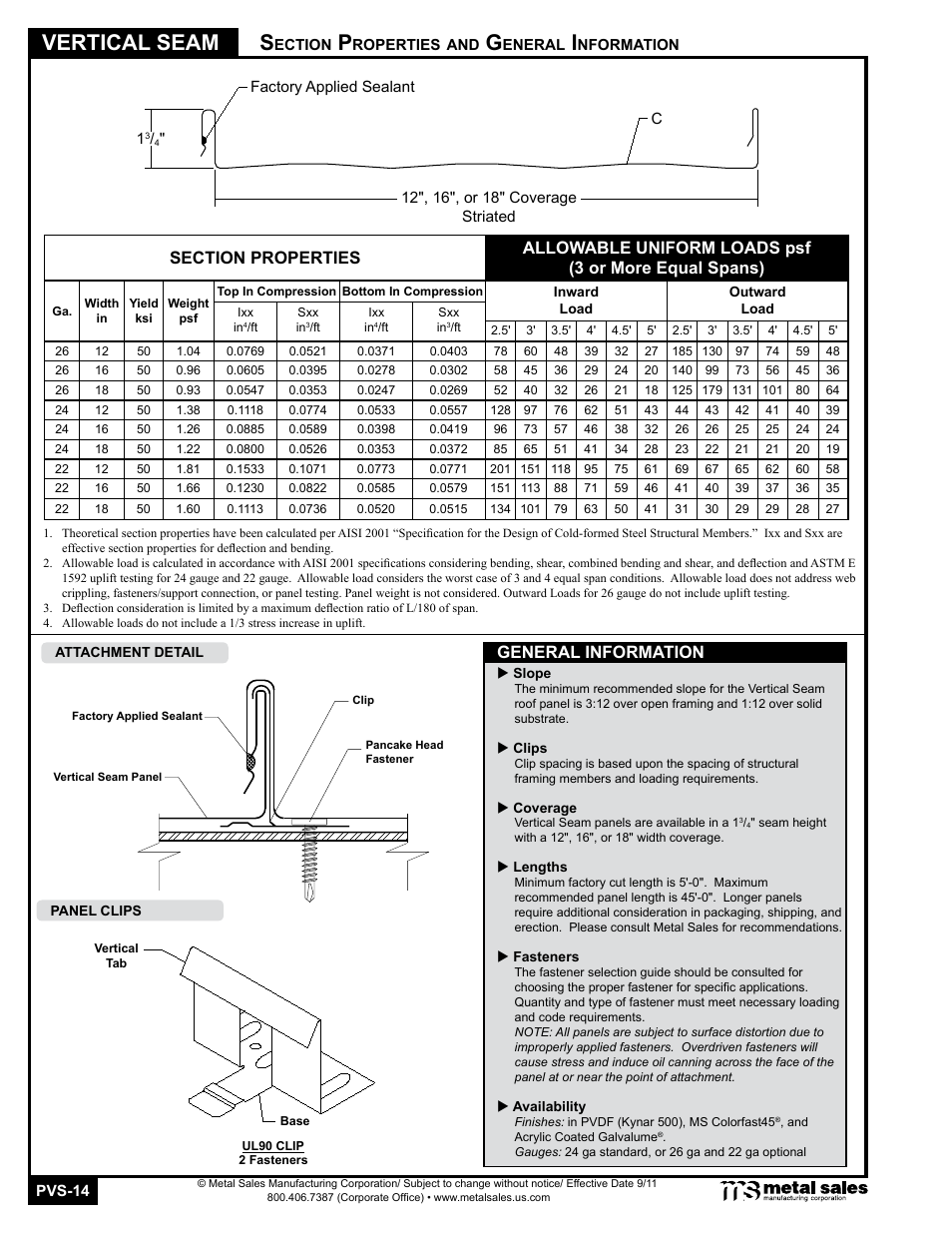 Vertical seam, General information | Metal Sales Vertical Seam Manual User Manual | Page 14 / 26