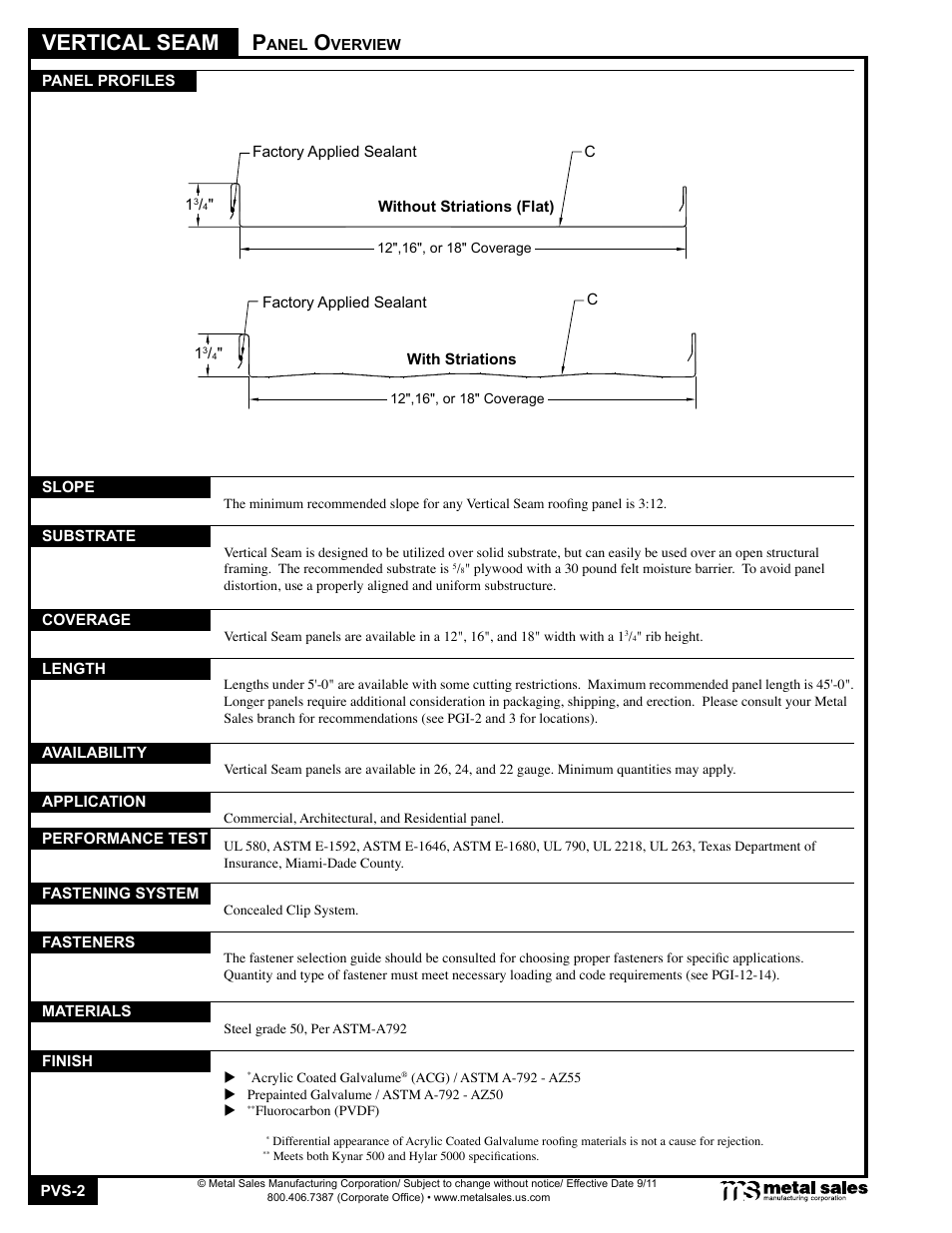 Vertical seam | Metal Sales Vertical Seam Manual User Manual | Page 2 / 26