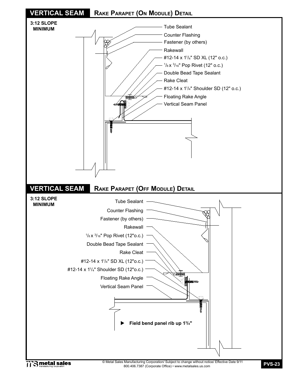Vertical seam, Vertical seam r | Metal Sales Vertical Seam Manual User Manual | Page 23 / 26