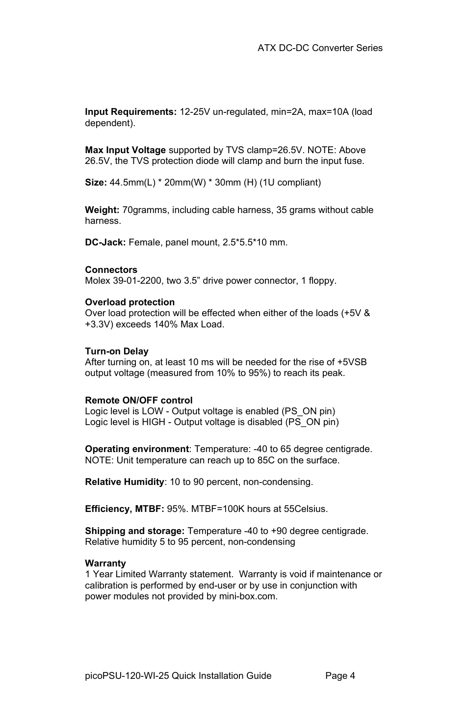 MitxPC picoPSU-120-WI-25 User Manual | Page 4 / 4