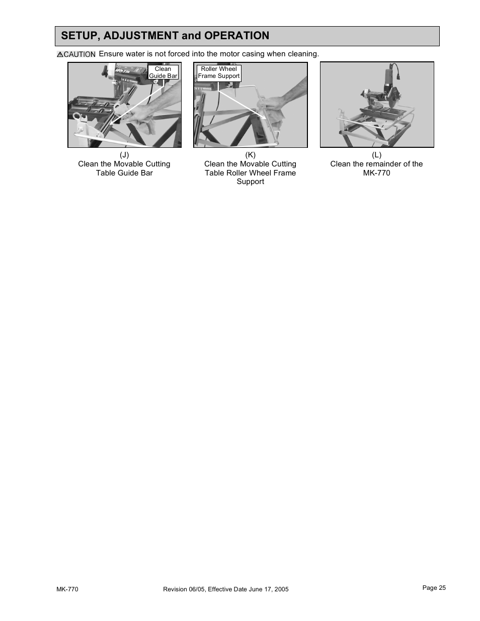 Setup, adjustment and operation | MK Diamond MK-770 User Manual | Page 25 / 41