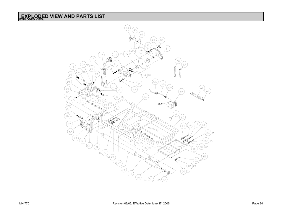 Exploded view and parts list | MK Diamond MK-770 User Manual | Page 34 / 41