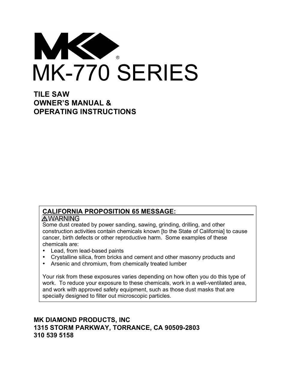 Mk-770 series | MK Diamond MK-770 User Manual | Page 41 / 41