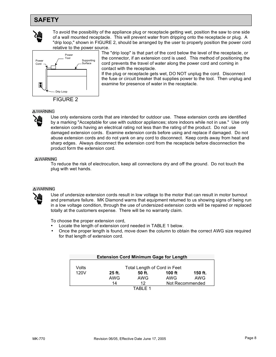 Safety | MK Diamond MK-770 User Manual | Page 8 / 41