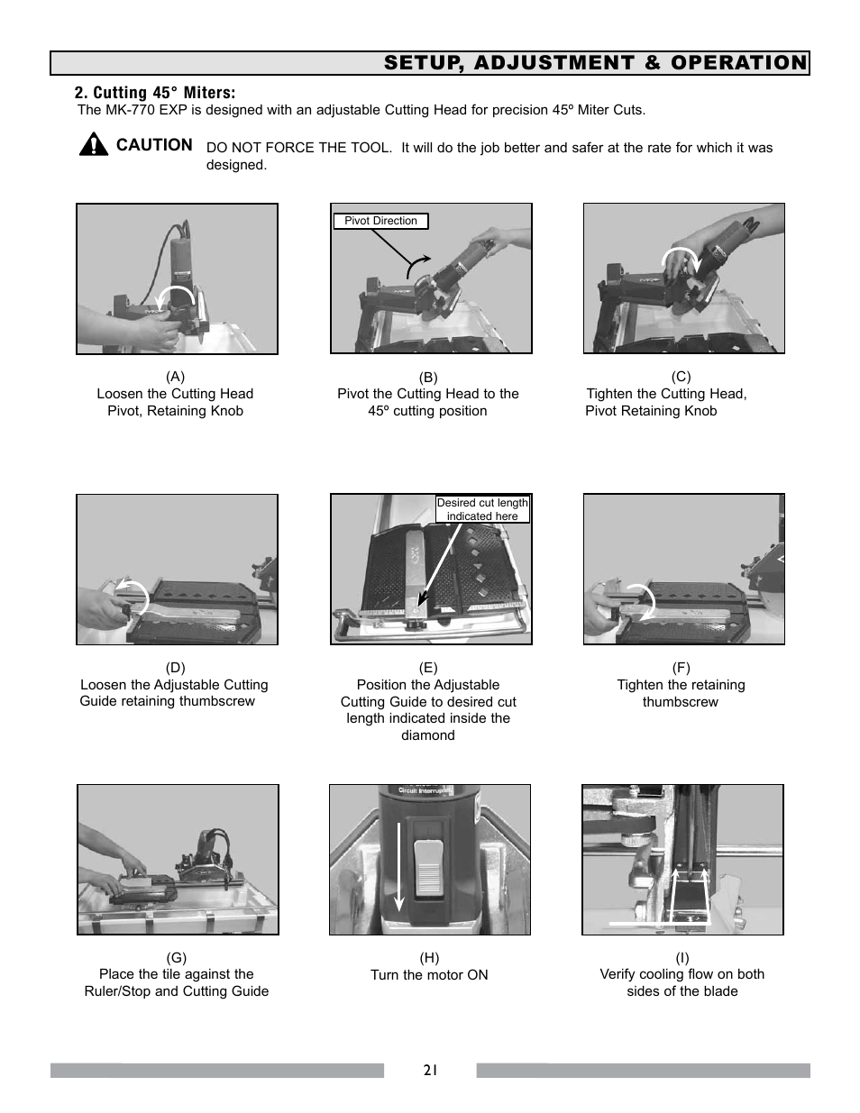 Setup, adjustment & operation | MK Diamond MK-770 EXP User Manual | Page 21 / 46
