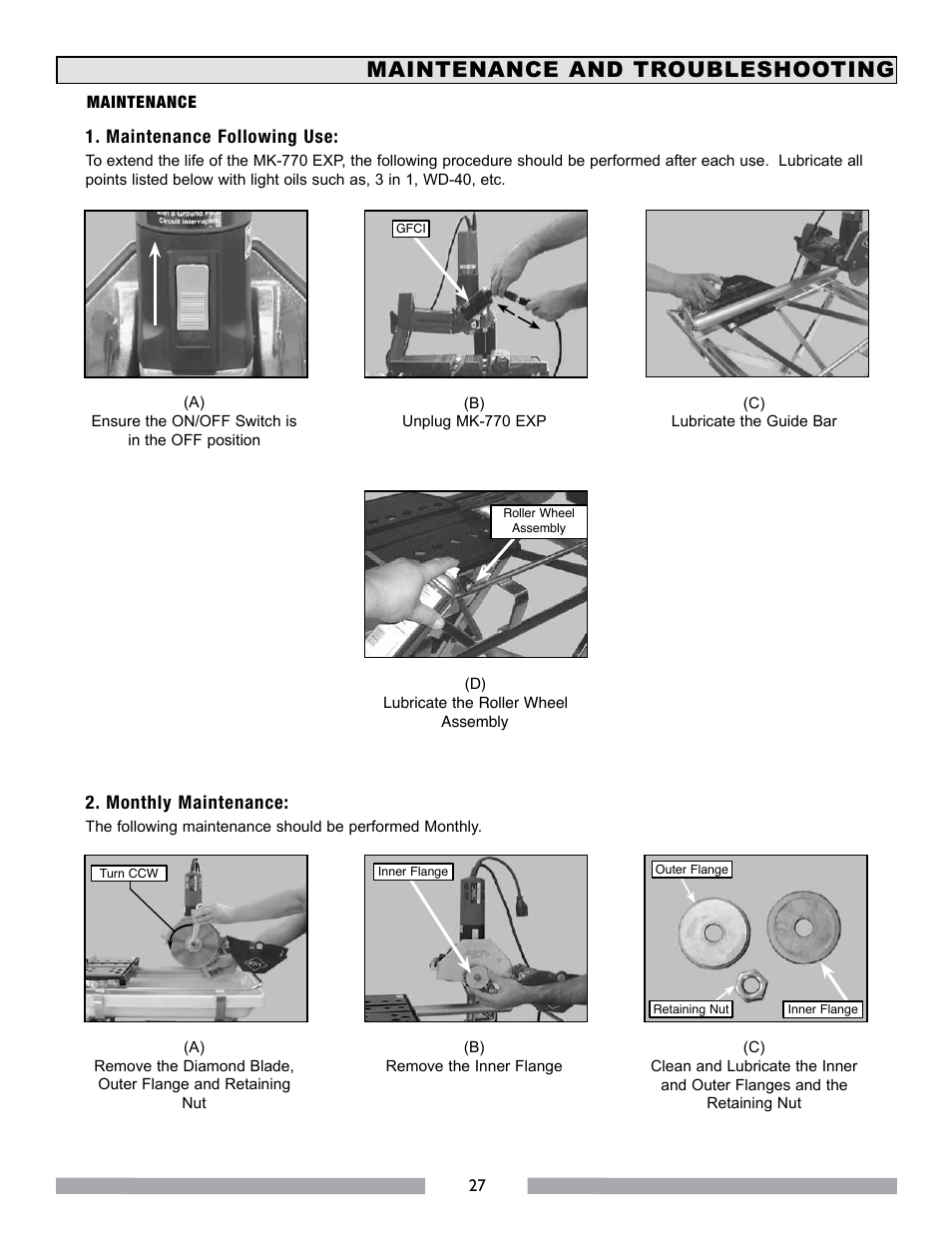 Maintenance and troubleshooting | MK Diamond MK-770 EXP User Manual | Page 27 / 46