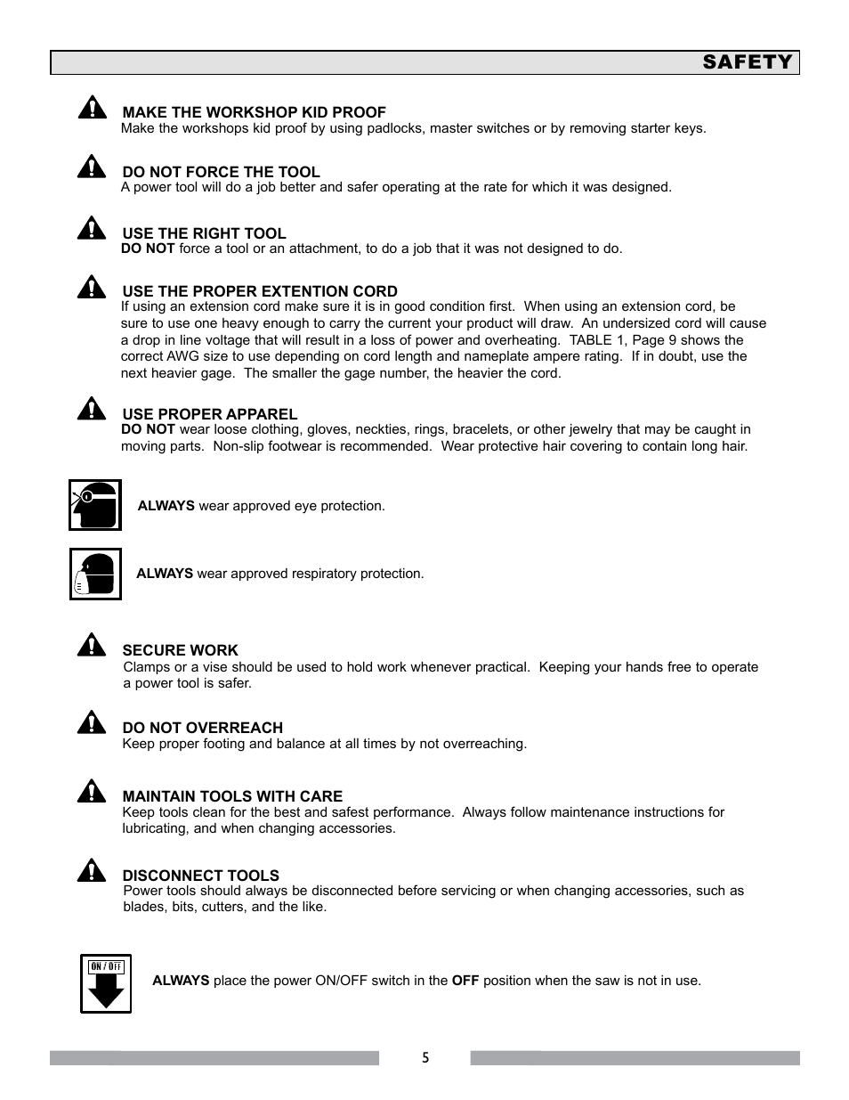 Safety | MK Diamond MK-770 EXP User Manual | Page 5 / 46