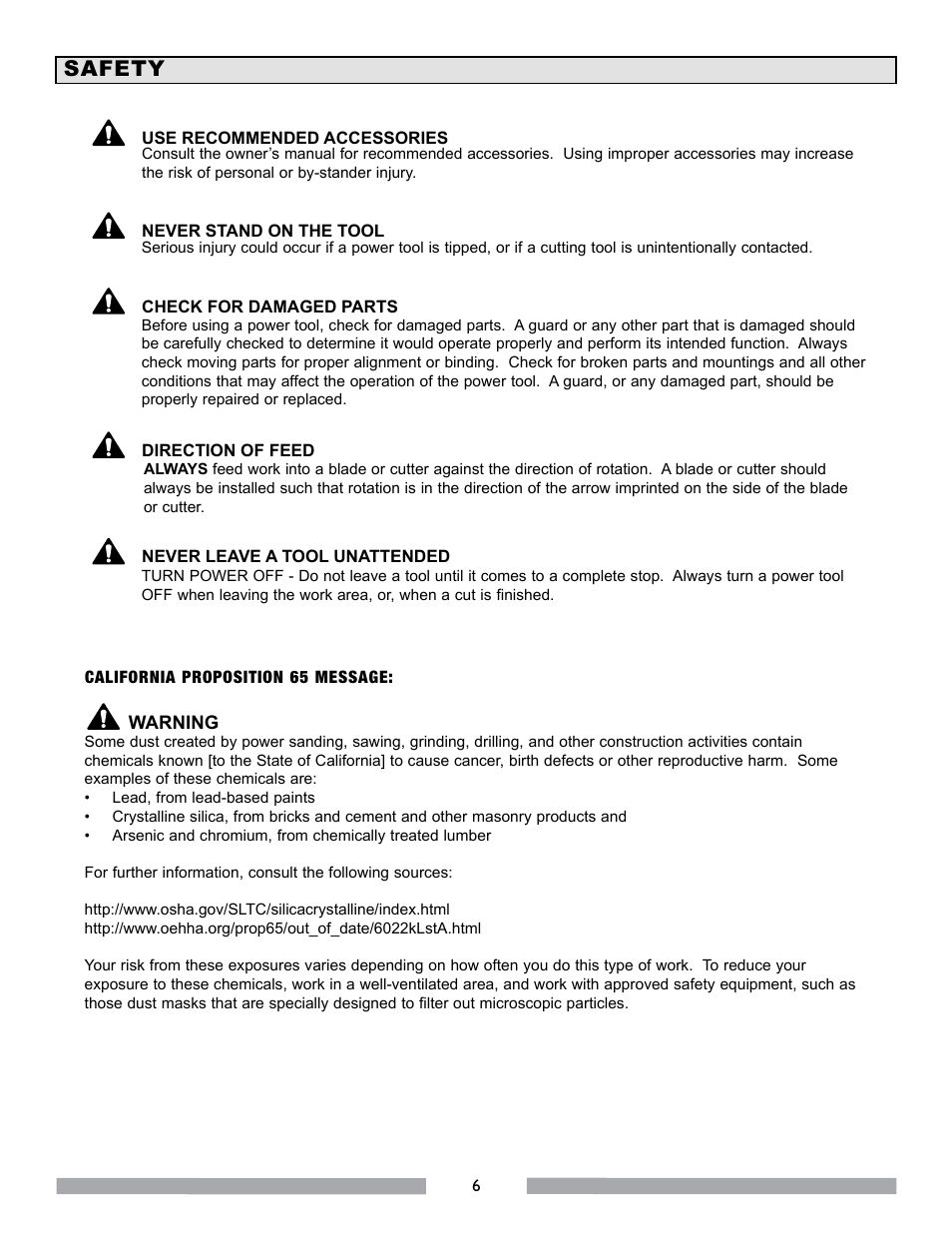 Safety | MK Diamond MK-770 EXP User Manual | Page 6 / 46