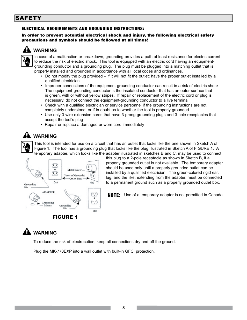 Safety | MK Diamond MK-770 EXP User Manual | Page 8 / 46