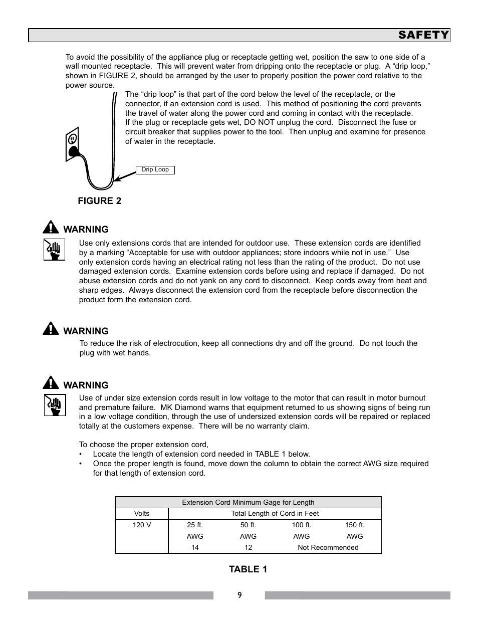 Safety | MK Diamond MK-770 EXP User Manual | Page 9 / 46