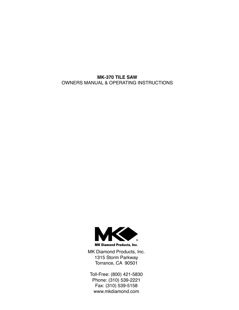 MK Diamond MK-370 User Manual | Page 36 / 36