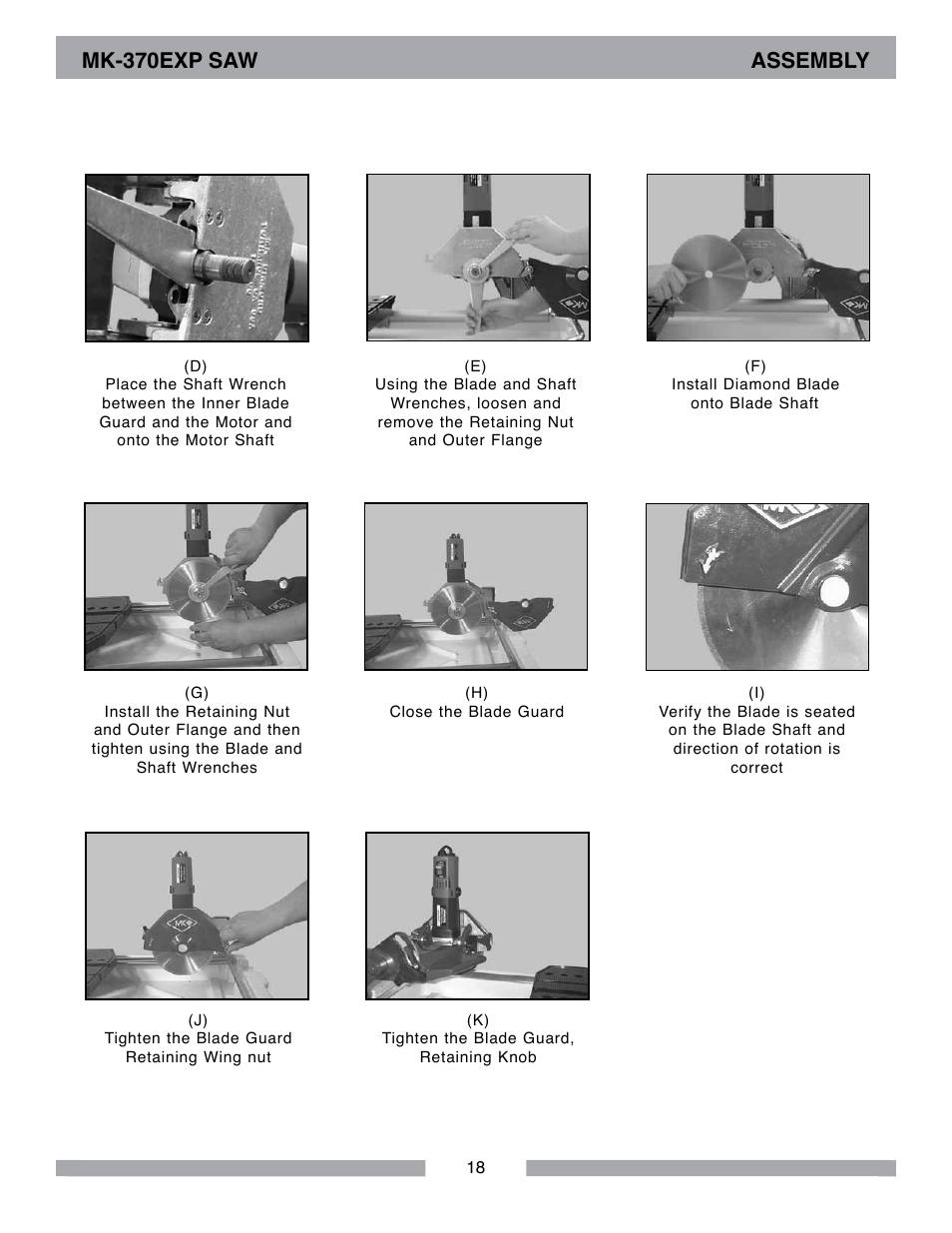 Mk-370exp saw assembly | MK Diamond MK-370 EXP User Manual | Page 18 / 52