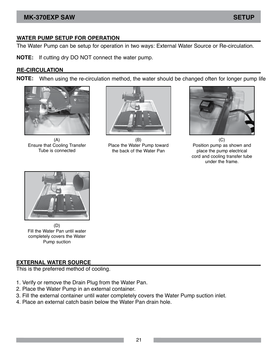 Mk-370exp saw setup | MK Diamond MK-370 EXP User Manual | Page 21 / 52