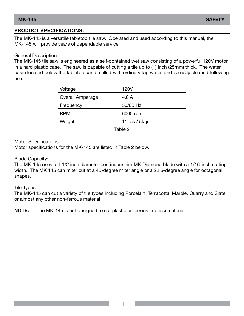 MK Diamond MK-145 User Manual | Page 11 / 32