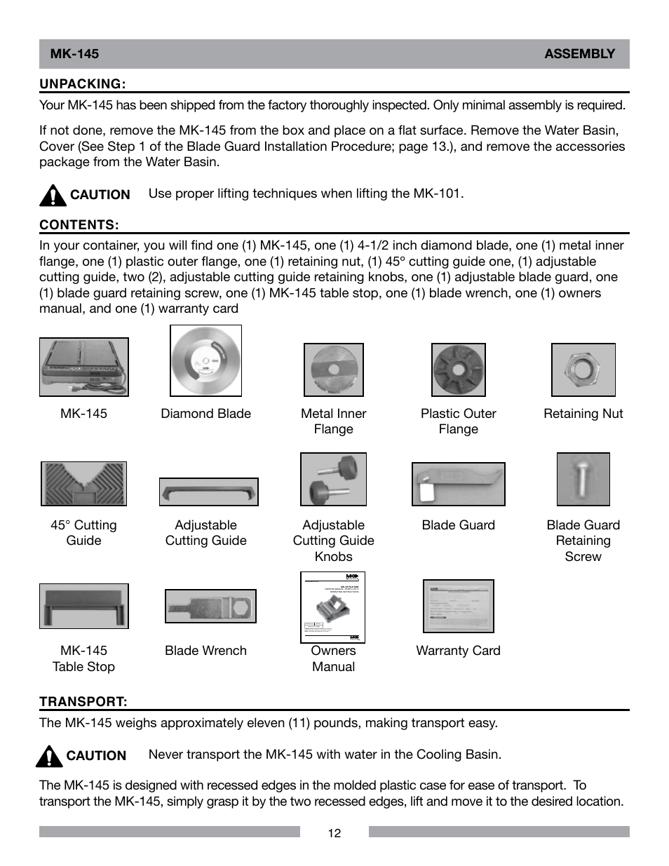 MK Diamond MK-145 User Manual | Page 12 / 32