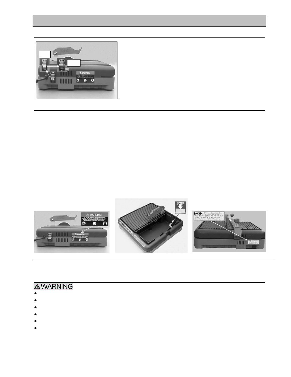 Safety, Lock out, Safety label locations | Tile saw specific warnings | MK Diamond MK-145 220 Volt User Manual | Page 10 / 32