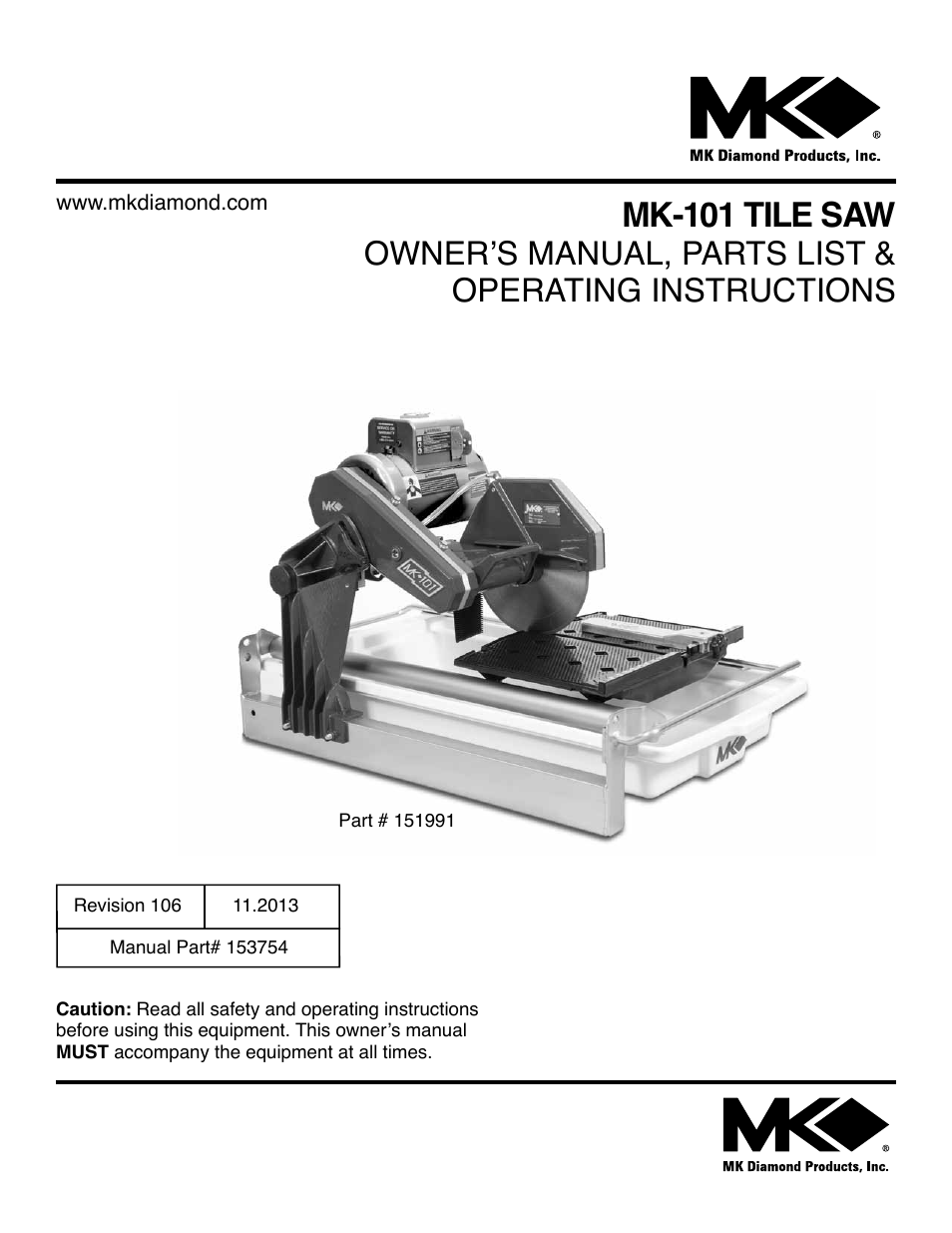 MK Diamond MK-101 User Manual | 52 pages