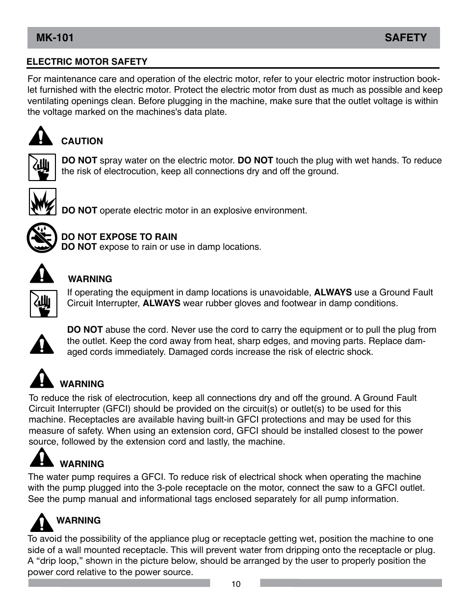 Mk-101 safety | MK Diamond MK-101 User Manual | Page 10 / 52