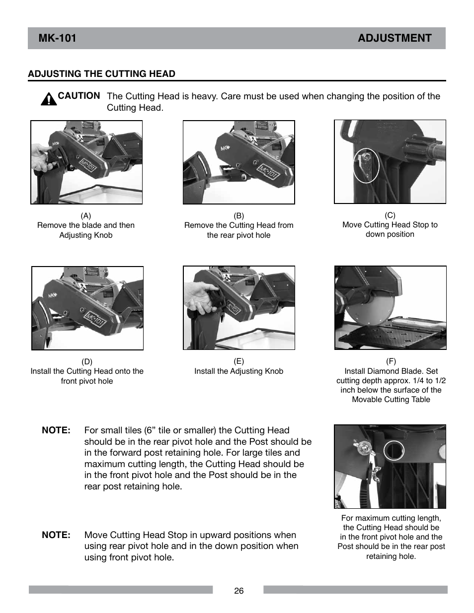 Mk-101 adjustment | MK Diamond MK-101 User Manual | Page 26 / 52