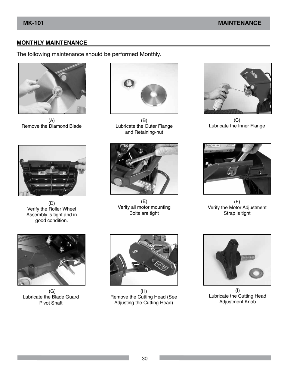 Mk-101 maintenance | MK Diamond MK-101 User Manual | Page 30 / 52