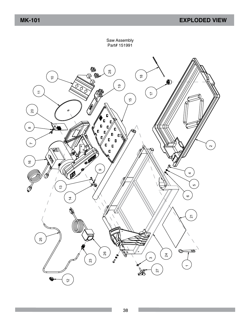 Mk-101 exploded view | MK Diamond MK-101 User Manual | Page 38 / 52