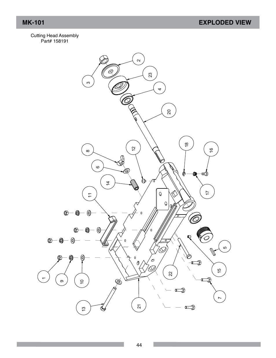 Mk-101 exploded view | MK Diamond MK-101 User Manual | Page 44 / 52