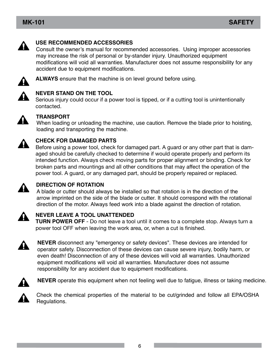 MK Diamond MK-101 User Manual | Page 6 / 52