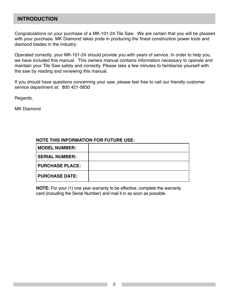 MK Diamond MK-101-24 User Manual | Page 2 / 52