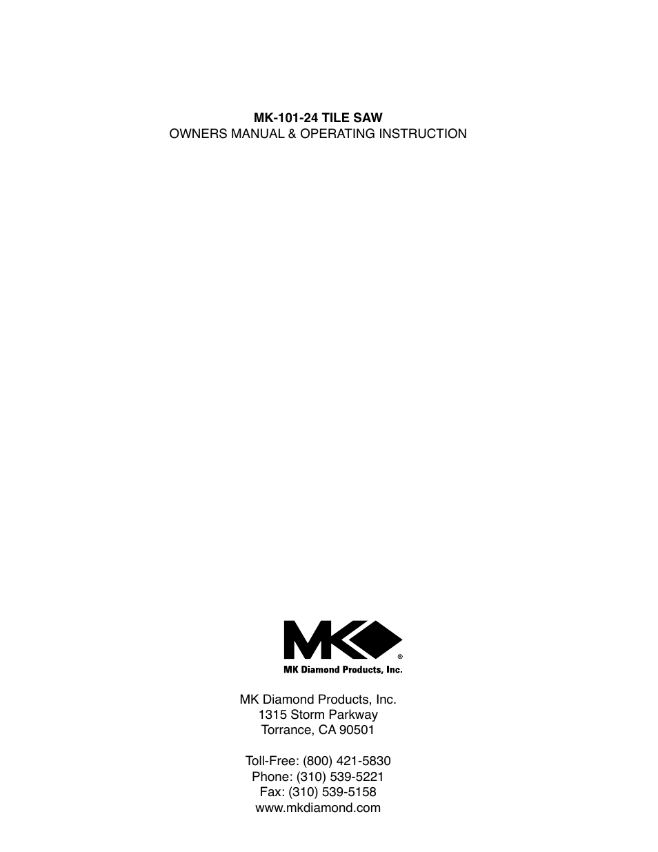 MK Diamond MK-101-24 User Manual | Page 52 / 52