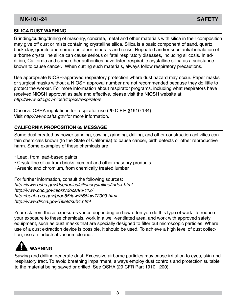 MK Diamond MK-101-24 User Manual | Page 8 / 52