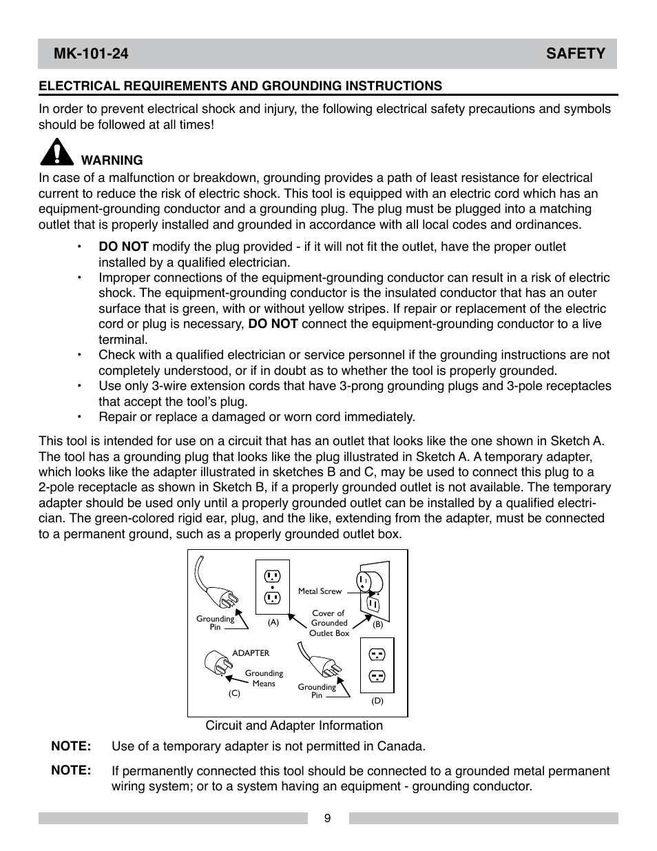 MK Diamond MK-101-24 User Manual | Page 9 / 52